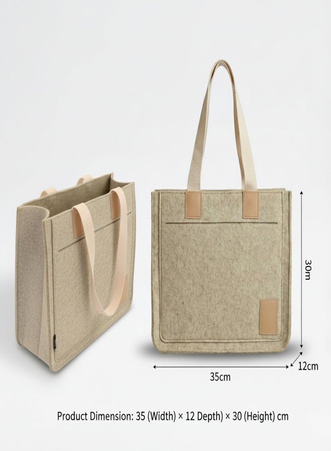 LASER ART Premium Felt Handbag for Women, Large Tote Bag with Inner Bottle Pocket, Eco-Friendly Felt Shoulder Bag (35×12×30cm) - Image 4